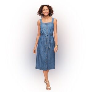 Talbots Striated Denim Fit and Flare Dress Chambray Lightweight Size 4